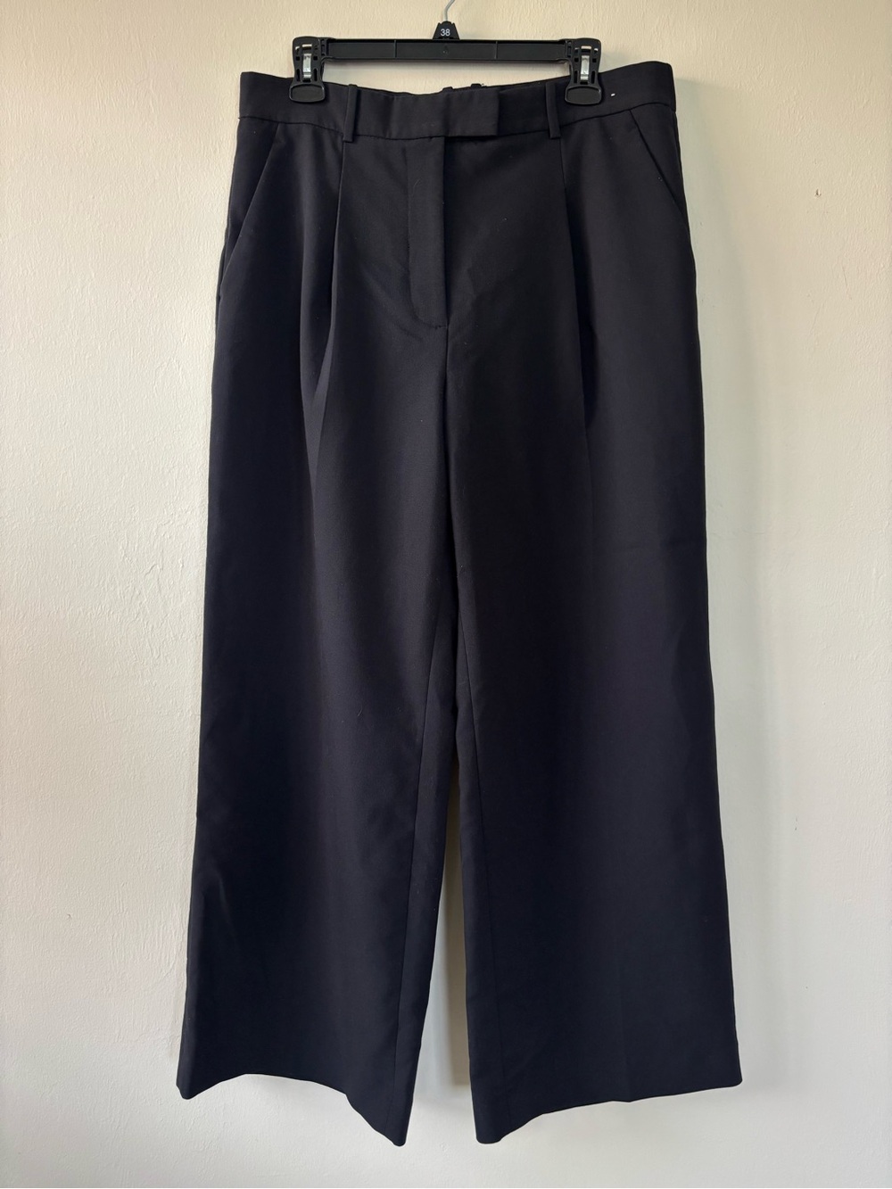 Abercrombie & Fitch Tailored Wide Leg Trousers Black HR Size 12 / 31 Dress Pants